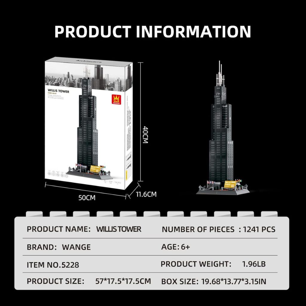 Willis Tower Misure Modellino Wange