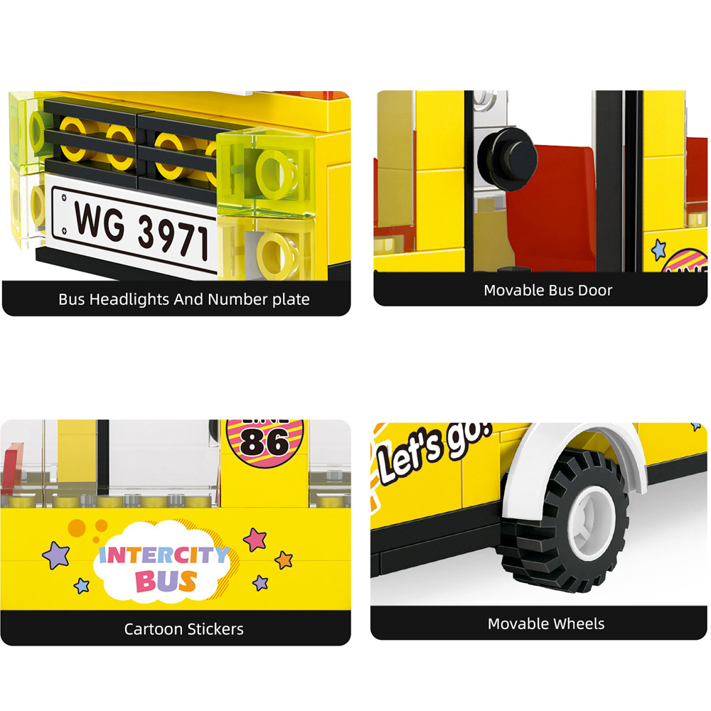 Intercity Bus 231 Pz Wange Set Compatibile Con Mattoncini Di Brand Famosi Dettagli