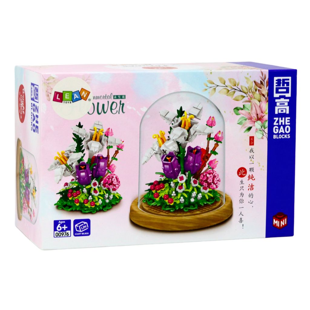 Bouquet Fiori In Campana Di Vetro 487 Pezzi Compatibili Con Set Botanicals
