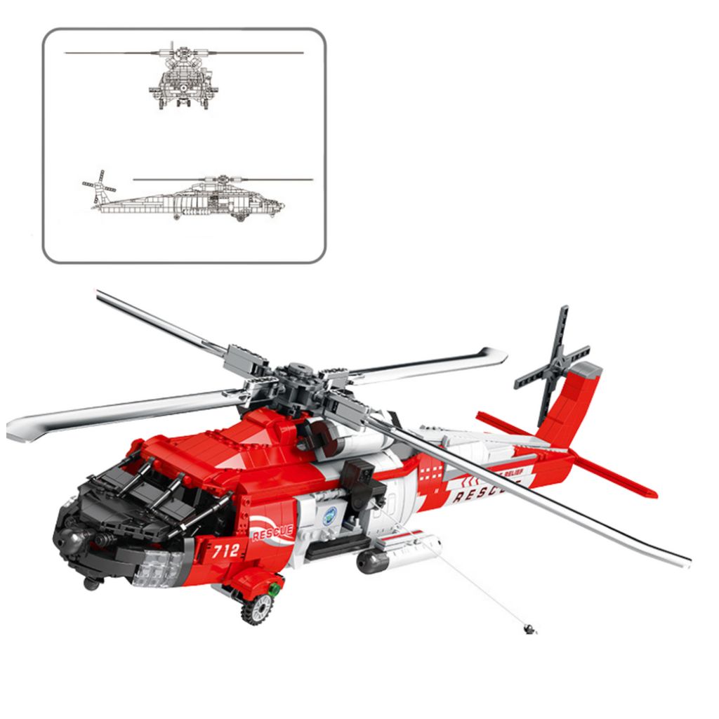 Elicottero Hh 60j Jayhawk – 1137 Pezzi Compatibili Con Mattoncini Lego