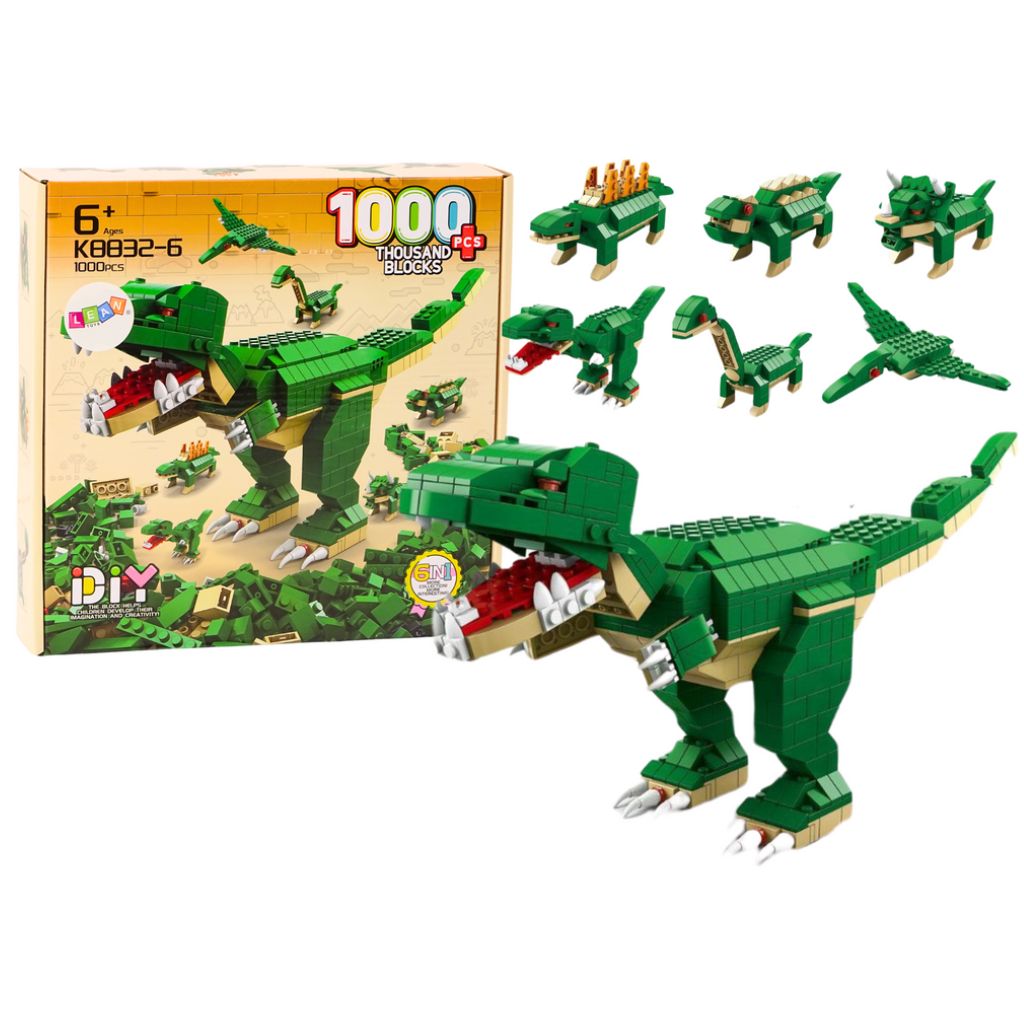 Set 6 Dinosauri Da Costruire Da 1000 Pezzi Compatibile Con Mattoncini Dinosauri