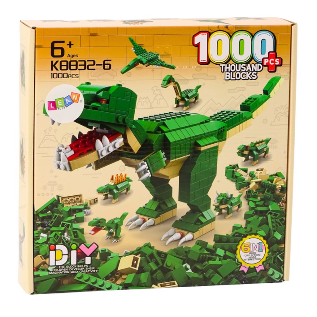 Set 6 Dinosauri Da Costruire Da 1000 Pz Compatibile Con Brand Famosi Dinosauri