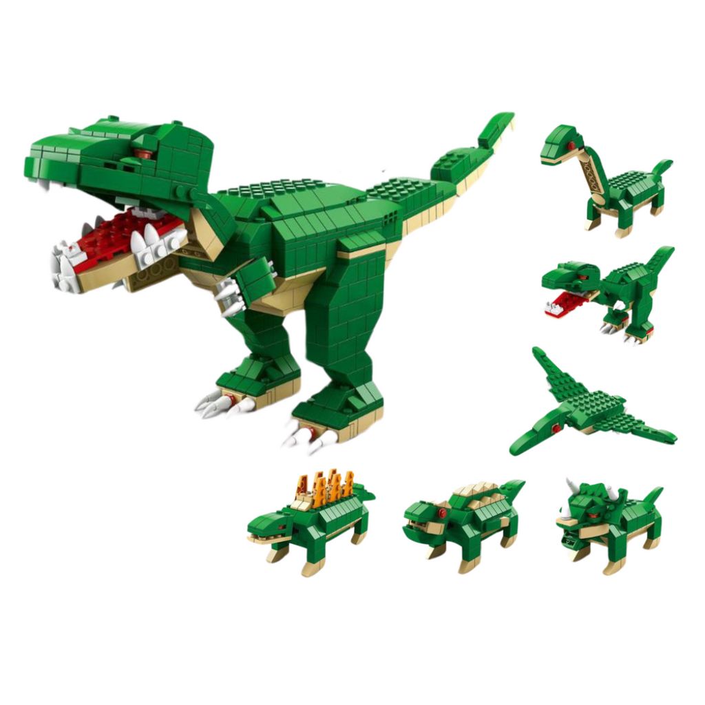 Set 6 Dinosauri Da Costruire Da 1000 Pz Compatibile Con Mattoncini Famosi Dinosauri