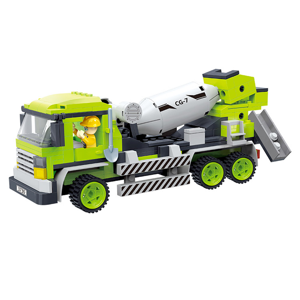 Camion Betoniera E Rullo Compressore Da 369 Mattoncini Compatibili Betoniera