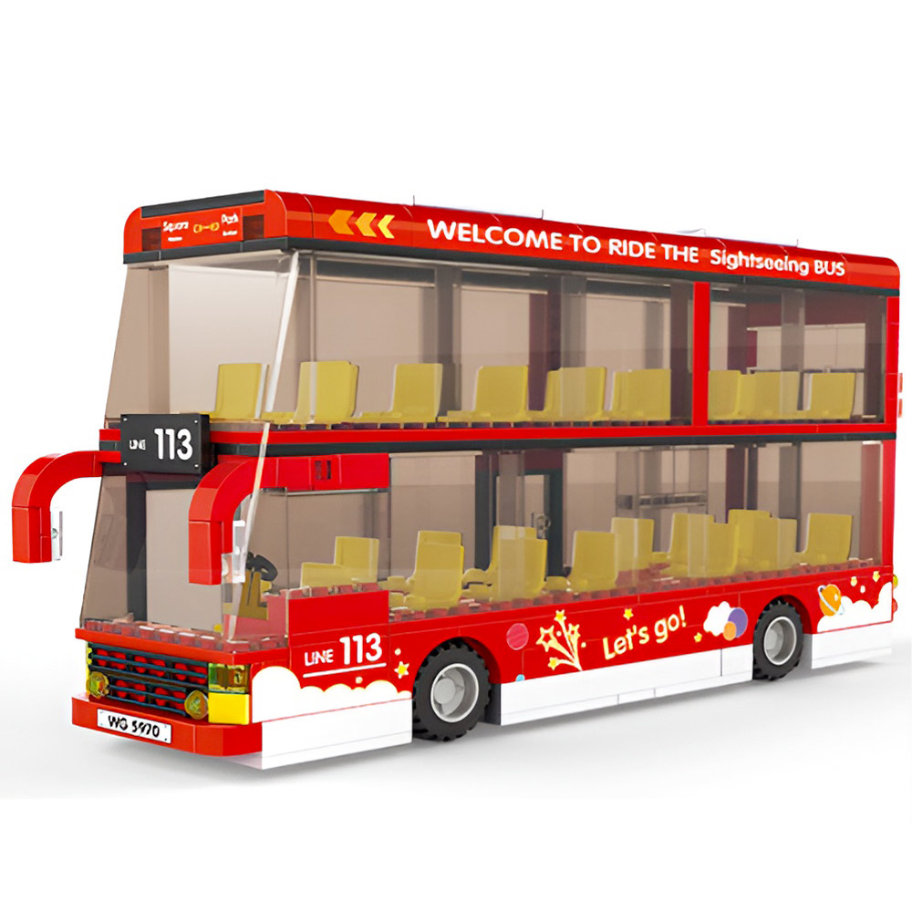 Modellino Autobus Due Piani Wange 5970 436 Mattoncini Compatibili Principali Marche City Fronte