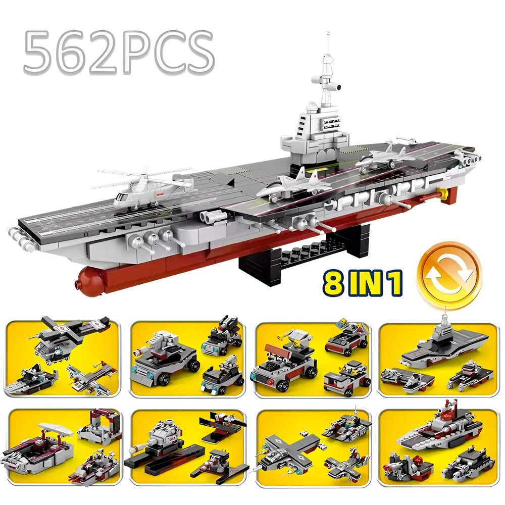 Portaerei Mattoncini Compatibili 562 Pezzi 8 In 1