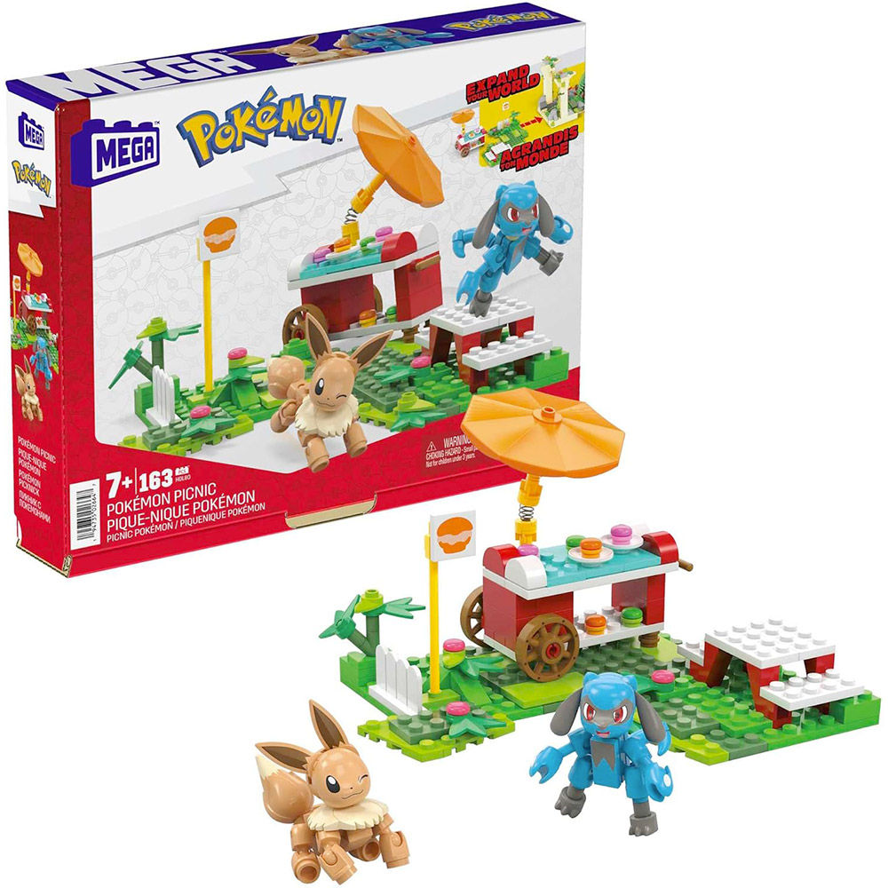 Mega Pokemon Eevee E Lucario Set Picnic Con 163 Mattoncini Compatibili Per Collegarlo Ad Altri Mondi