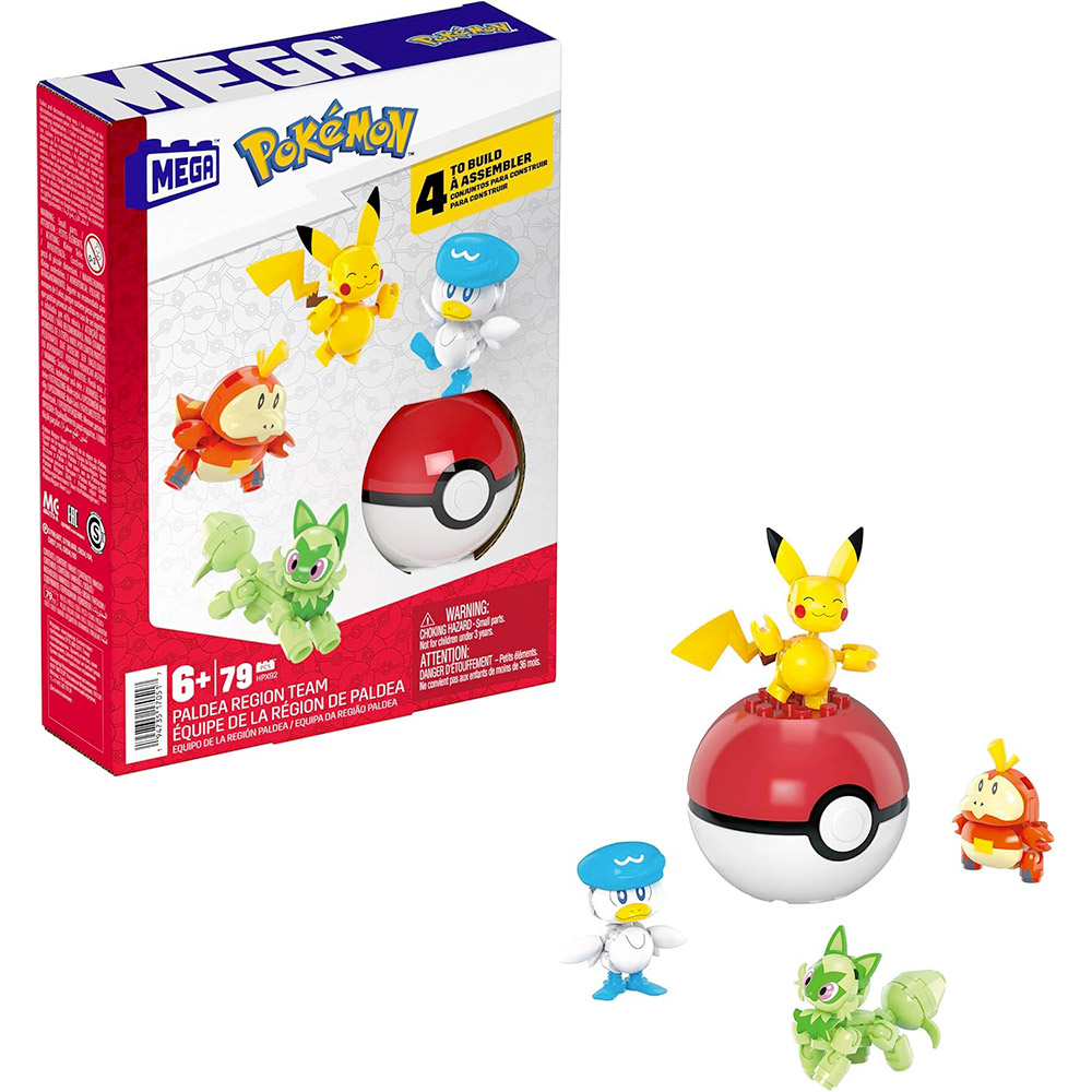 Mega Pokemon Paldea Team Set Con Pikachu Fuecoco Sprigatito E Quaxly E 1 Poke Ball Da Costruire Con 79 Pezzi