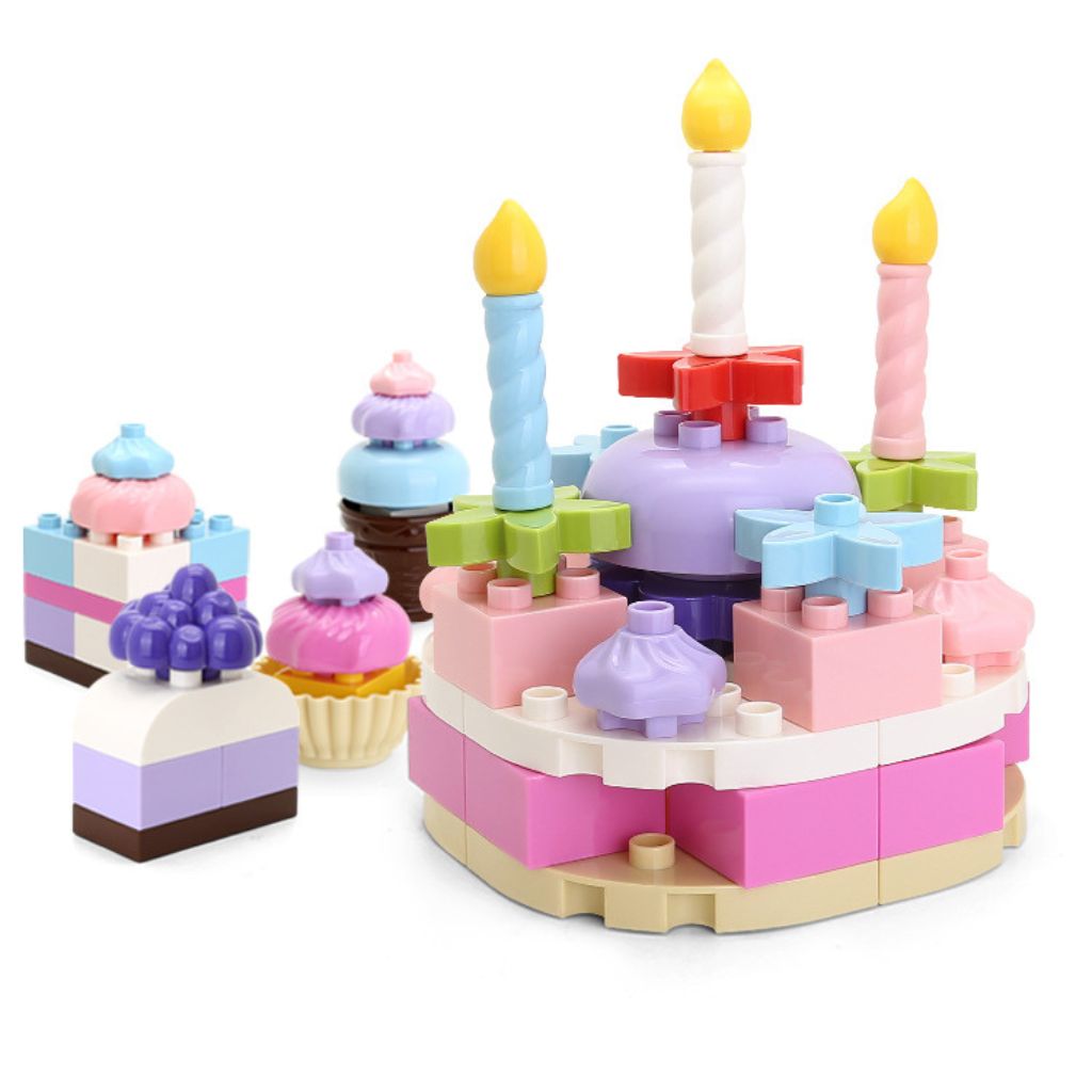 Torta Compleanno In Mattoncini Compatibili 77 Pezzi Dubie