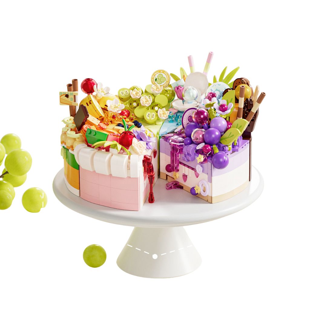 Torta Decorata A Fette Miste In Mattoncini Compatibili Per Bambini
