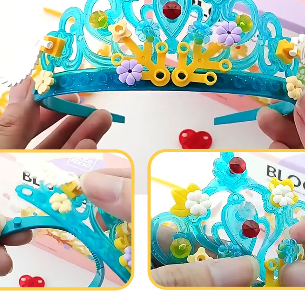 Corona Per Bambini In Mattoncini Compatibili Set 27 Pezzi Random Color Giallaceleste