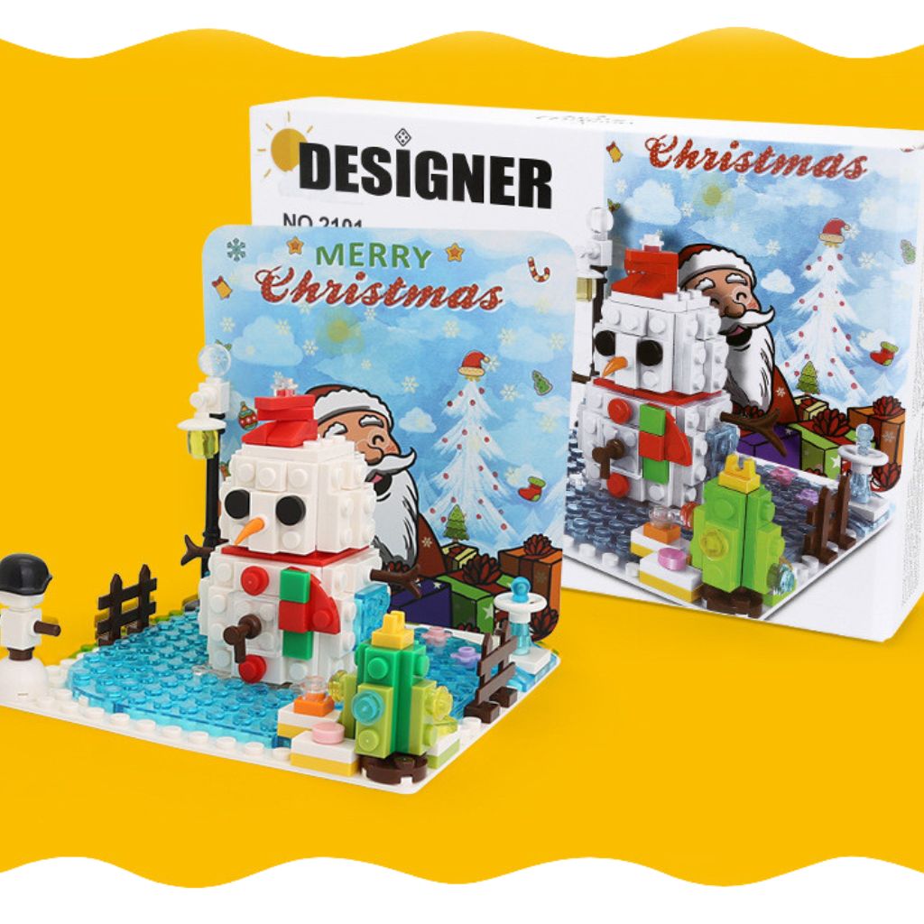 Set Natalizio Pupazzo Di Neve Designer Merry Christmas Wange 168 Mattoncini