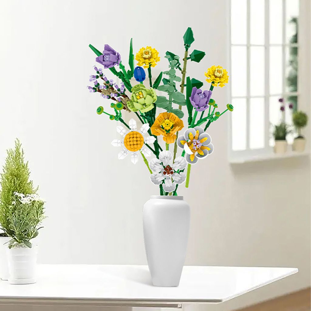 Bouquet Di Fiori Misti Set Di 997 Mattoncini Compatibili Con Altri Brand