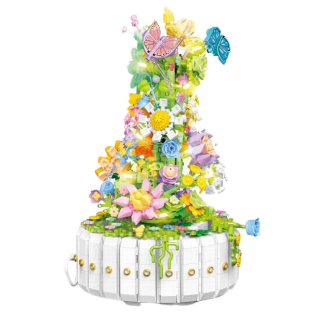 Composizione Floreale Con Farfalle E Luci Led Set Costruzione Da 1399 Mattoncini