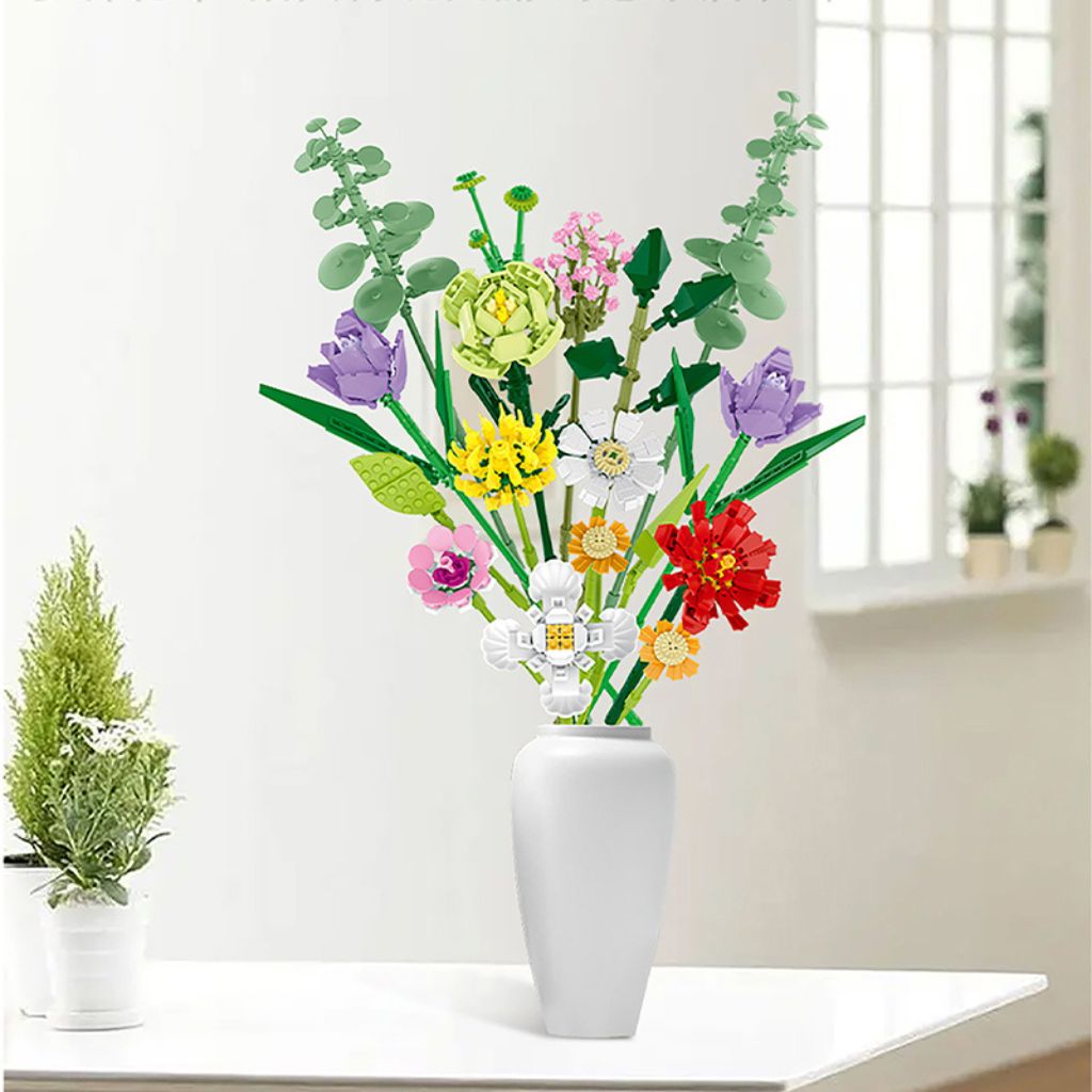 Fascio Di Fiori Misti Set Da 836 Mattoncini Compatibili Con Tutti I Brand