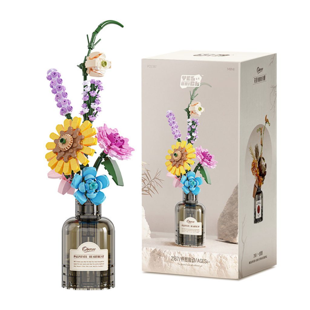 Fiori Estivi In Bottiglia Di Gin Set Da Costruzione Con 387 Mattoncini