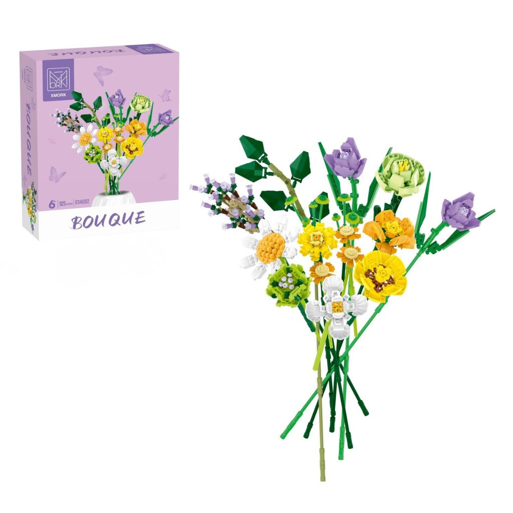 Mazzo Di Fiori Misti Set Da 925 Mattoncini Compatibili Da Costruire