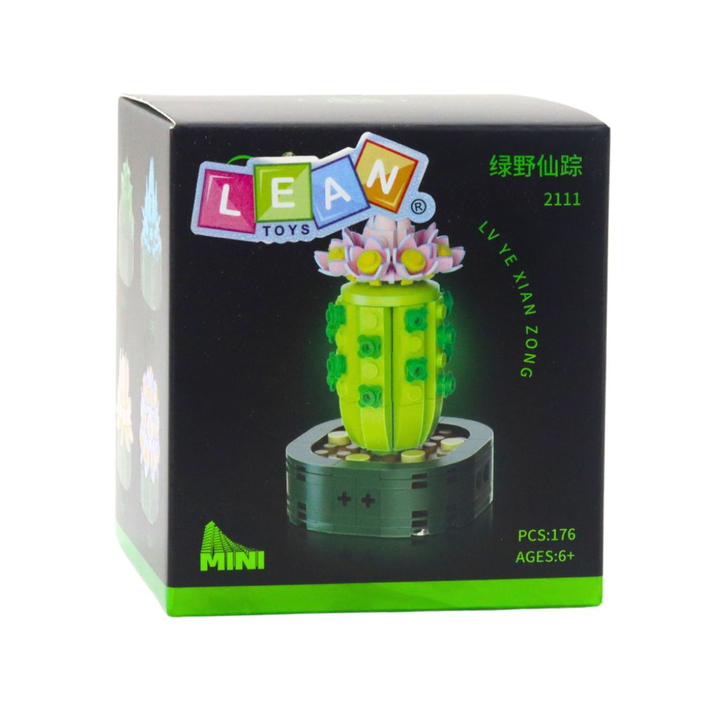 Mini Cactus Con Fiore Rosa Set Costruzione Con 176 Mattoncini