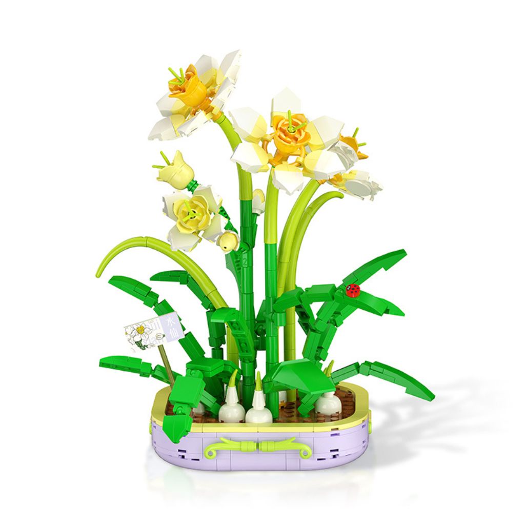 Narcisi Gialli In Vaso Set Da Costruzione Con 623 Mattoncini