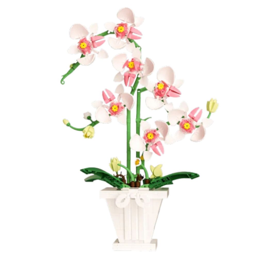 Orchidea Bianca E Rosa In Vaso – Set Da Costruzione 718 Mattoncini