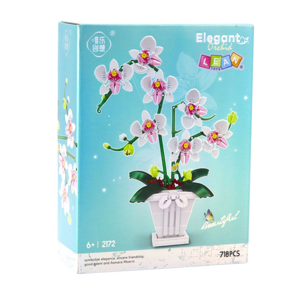 Orchidea Bianca E Rosa In Vaso – Set Da Costruzione Con 718 Mattoncini