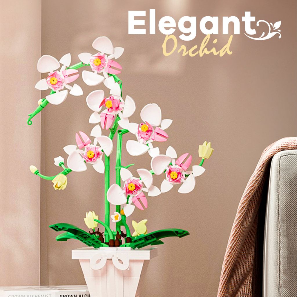 Orchidea Bianca E Rosa In Vaso – Set Da Costruzione Con 718 Pezzi