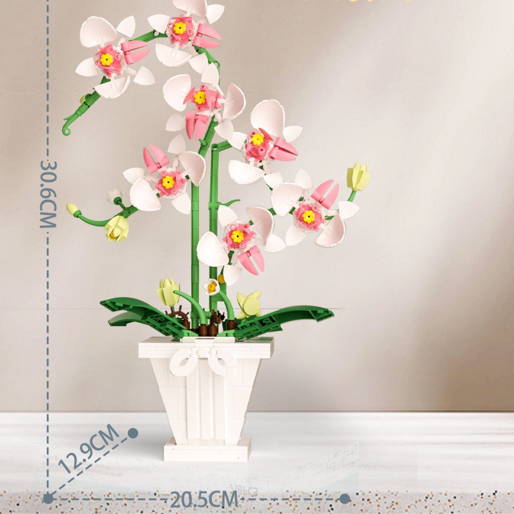 Orchidea Bianca E Rosa In Vaso – Set Da Costruzione Con 718 Pz