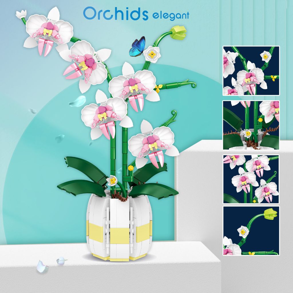 Orchidea In Vaso Set Da Costruzione Con 616 Mattoncini