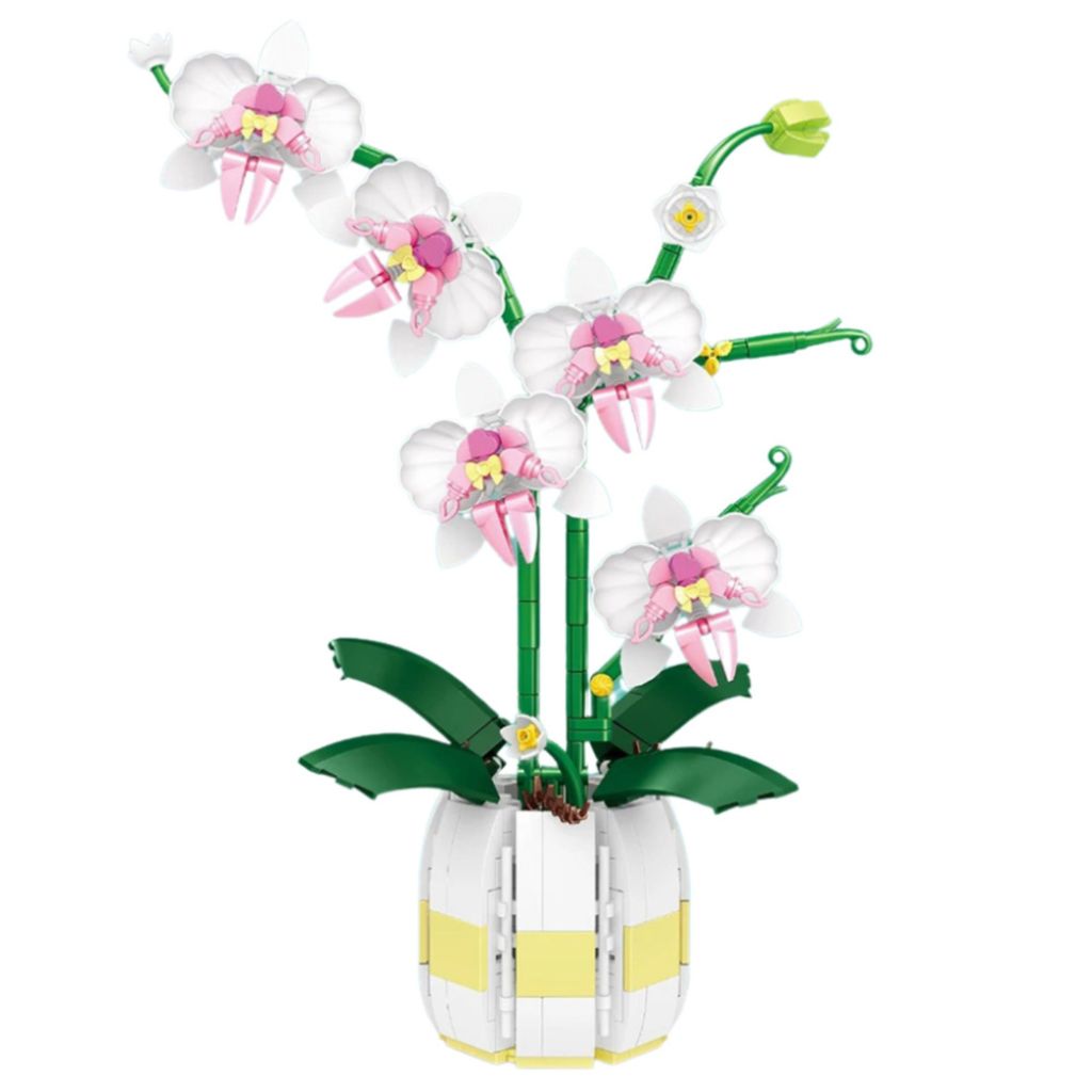 Orchidea In Vaso Bianca E Rosa – Set Da Costruzione 616 Mattoncini