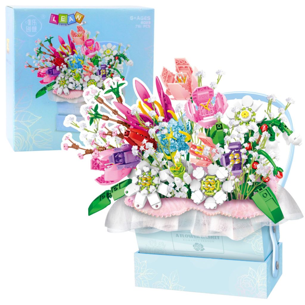 Scatola Di Fiori Azzurra Con Luci Led – Set Da Costruzione 761 Mattoncini