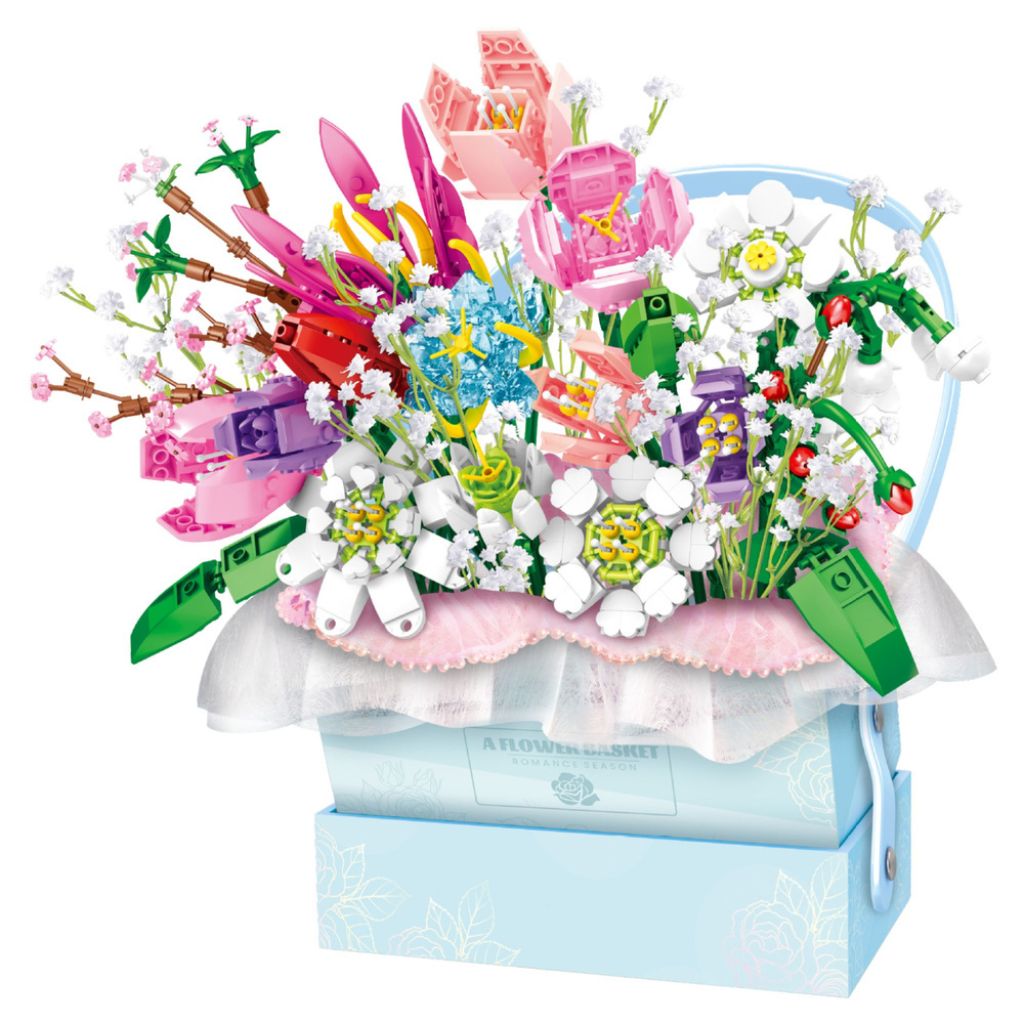 Scatola Di Fiori Azzurra Con Luci Led – Set Da Costruzione Da 761 Mattoncini