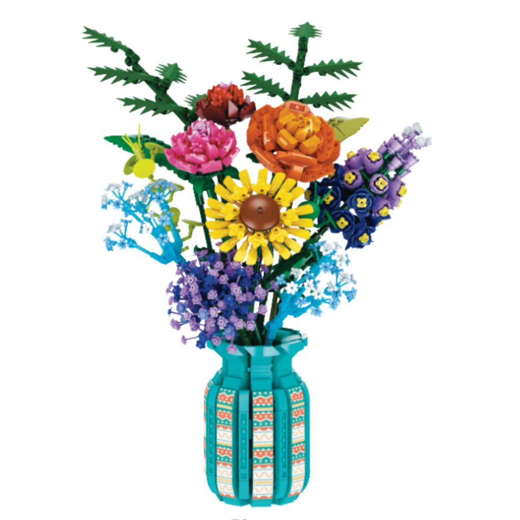 Bouquet Floreale In Vaso Turchese Da Costruire Idea Regalo