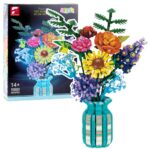 Bouquet Floreale In Vaso Turchese – Set Da 1853 Mattoncini Da Costruire